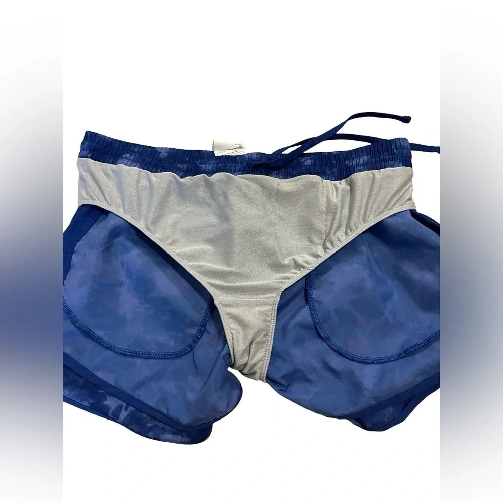 Under Armour Heat Gear Lined Athletic Shorts with Pockets Blue Design Sz Medium